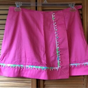 Lilly Pulitzer Pink Mini Skirt (skort) with Colorful Trim Size 6 EUC